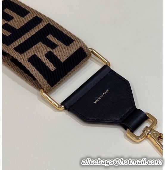 Inexpensive Fendi Strap You Canvas FF Shoulder Strap 140cm F907 Brown/Black 2024