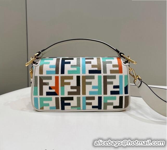 Promotional Fendi Baguette Medium Bag in Canvas with FF embroidery 0159BM Green Multicolor 2024