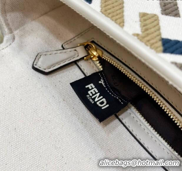 Promotional Fendi Baguette Medium Bag in Canvas with FF embroidery 0159BM Green Multicolor 2024