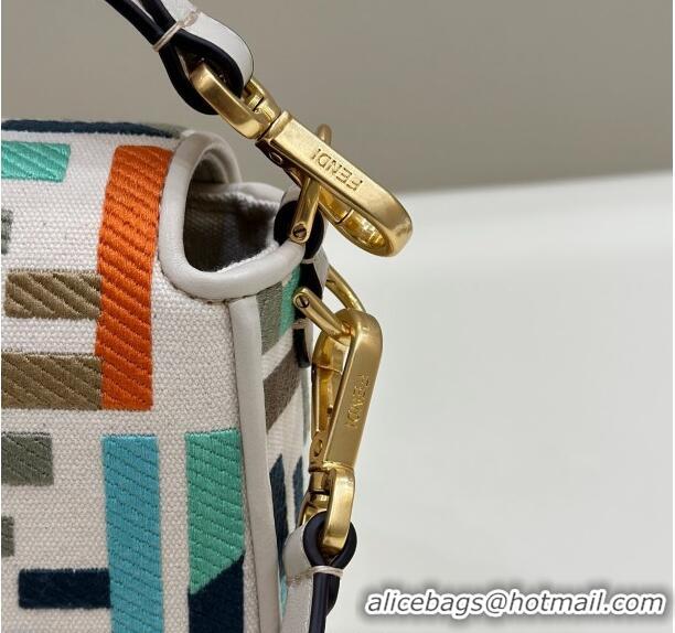 Promotional Fendi Baguette Medium Bag in Canvas with FF embroidery 0159BM Green Multicolor 2024