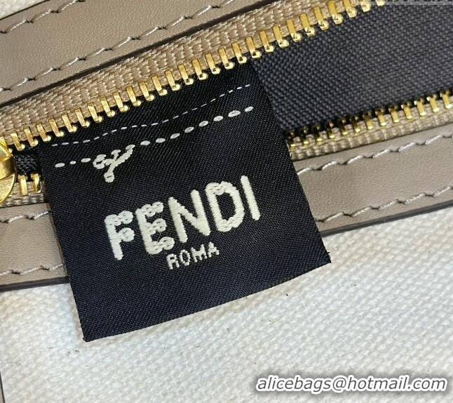 Super Quality Fendi Baguette Medium Bag in canvas with FF embroidery 0159BM Grey Multicolor 2024