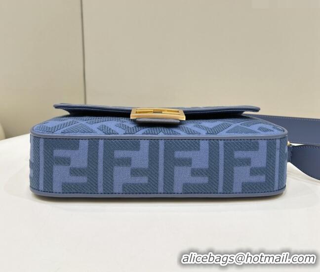 Top Quality Fendi Baguette Medium Bag in FF Canvas 0159BM Dark Blue 2024