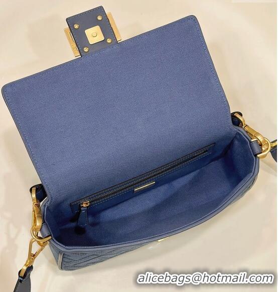 Top Quality Fendi Baguette Medium Bag in FF Canvas 0159BM Dark Blue 2024