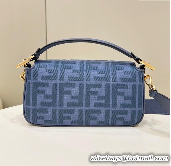 Top Quality Fendi Baguette Medium Bag in FF Canvas 0159BM Dark Blue 2024