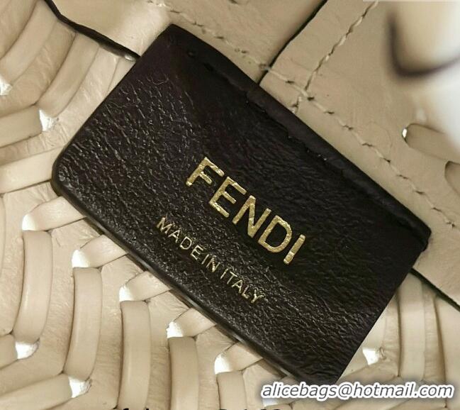 Super Quality Fendi First Small Bag in Interlaced Leather Camellia 80156 White 2024