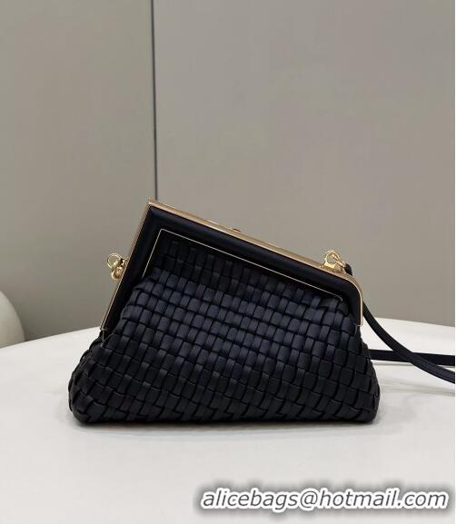 Well Crafted Fendi First Small Bag in Interlaced Leather F80103 Black 2024