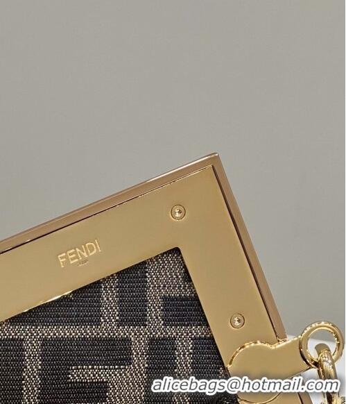 Well Crafted Fendi First Small Bag in Interlaced Leather F80103 Black 2024