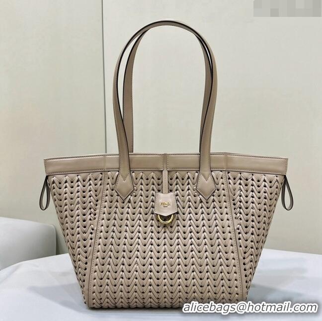 Promotional Fendi Origami Medium Bag in Interlaced Leather that can be transformed 8626D Dove Grey 2024 TOP