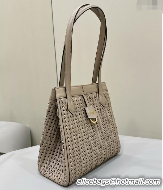 Promotional Fendi Origami Medium Bag in Interlaced Leather that can be transformed 8626D Dove Grey 2024 TOP