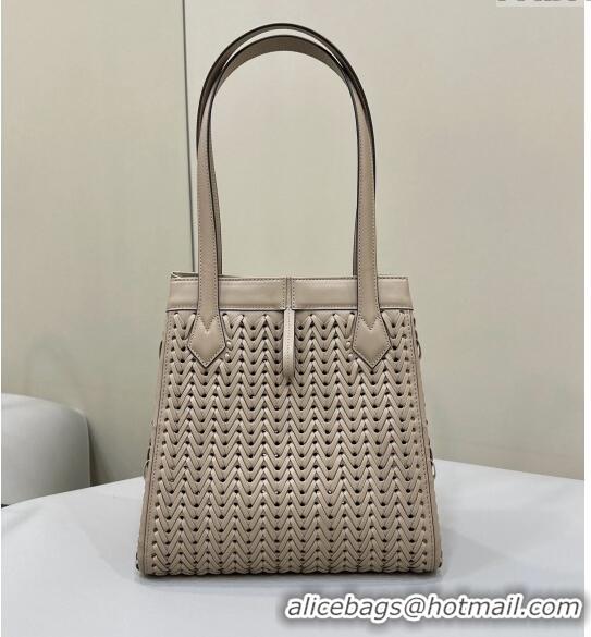 Promotional Fendi Origami Medium Bag in Interlaced Leather that can be transformed 8626D Dove Grey 2024 TOP