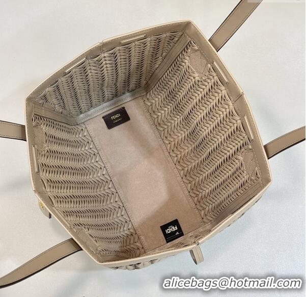 Promotional Fendi Origami Medium Bag in Interlaced Leather that can be transformed 8626D Dove Grey 2024 TOP