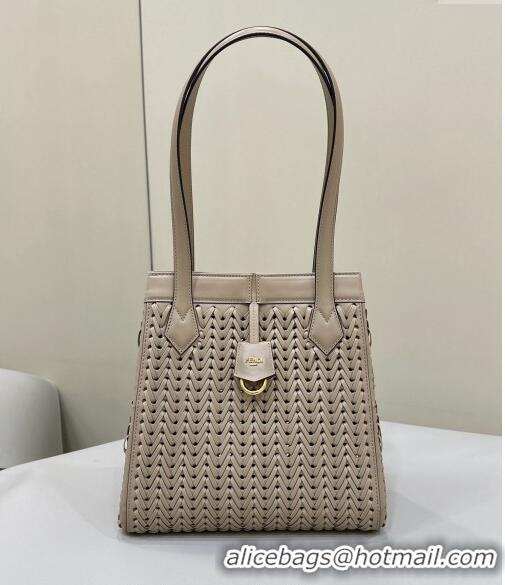 Promotional Fendi Origami Medium Bag in Interlaced Leather that can be transformed 8626D Dove Grey 2024 TOP