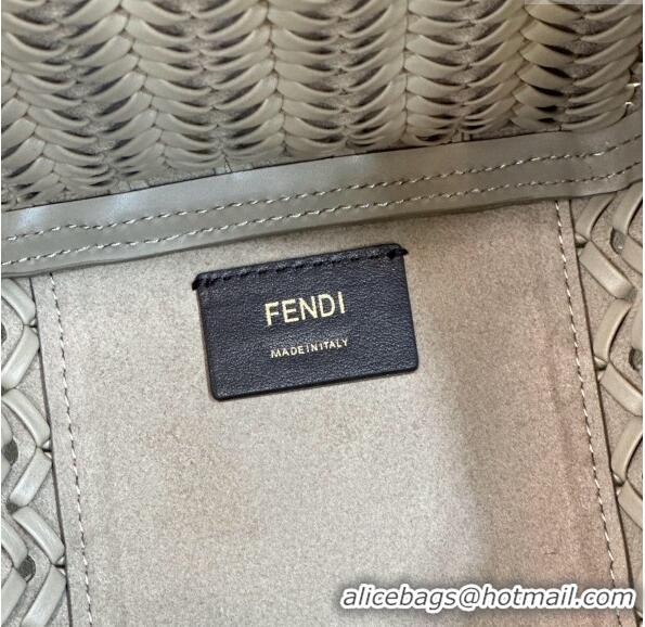 Promotional Fendi Origami Medium Bag in Interlaced Leather that can be transformed 8626D Dove Grey 2024 TOP