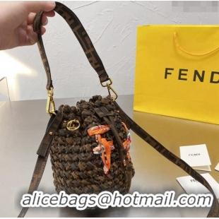 Famous Brand Fendi Vintage Woven Bucket Bag F0305 Brown 2024