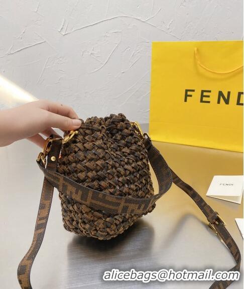 Famous Brand Fendi Vintage Woven Bucket Bag F0305 Brown 2024