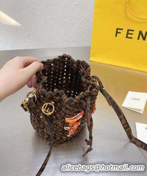 Famous Brand Fendi Vintage Woven Bucket Bag F0305 Brown 2024