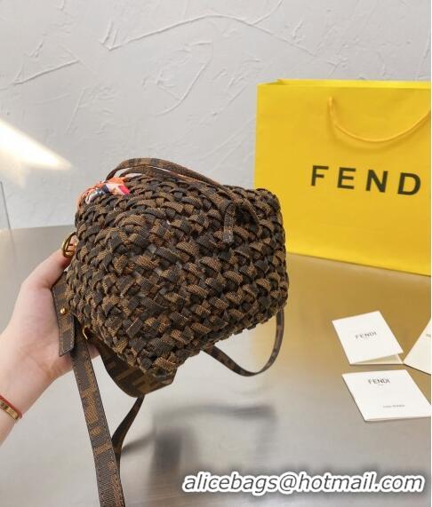 Famous Brand Fendi Vintage Woven Bucket Bag F0305 Brown 2024