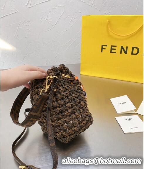 Famous Brand Fendi Vintage Woven Bucket Bag F0305 Brown 2024