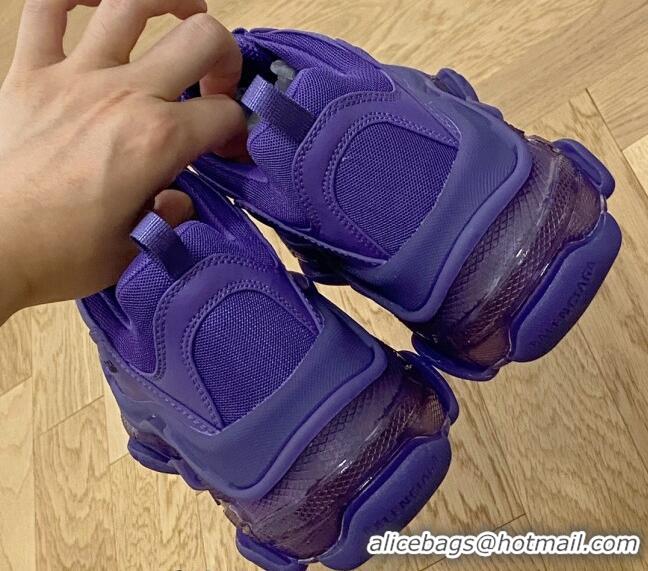 Discount Fashion Balenciaga Triple S Clear Sole Trainers Sneakers in Leather and Mesh Purple 0223005