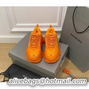 Durable Balenciaga Triple S Clear Sole Trainers Sneakers in Leather and Mesh Orange 0223011