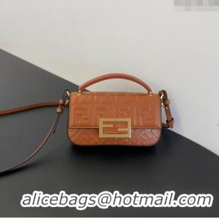 Top Design Fendi Baguette Phone Bag in Calf Leather F1103 Brown 2024