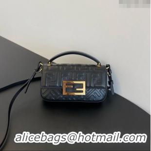 Buy Inexpensive Fendi Baguette Phone Bag in Calf Leather F1103 Black 2024