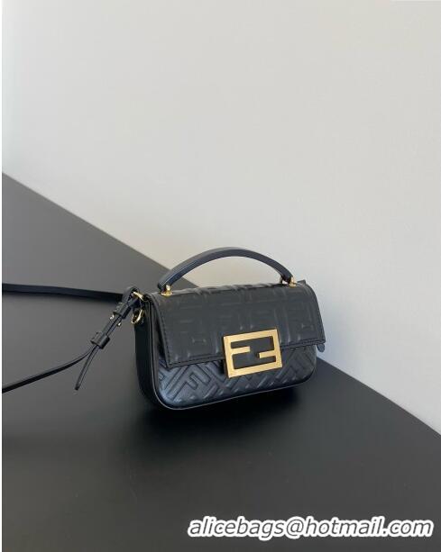 Buy Inexpensive Fendi Baguette Phone Bag in Calf Leather F1103 Black 2024