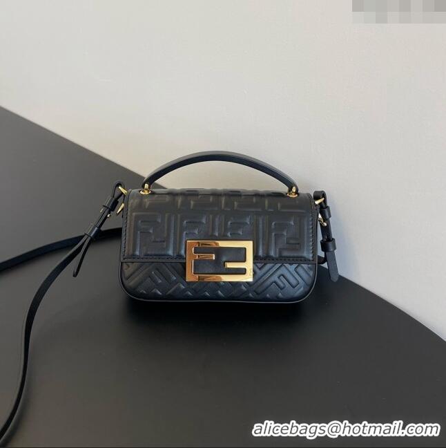 Buy Inexpensive Fendi Baguette Phone Bag in Calf Leather F1103 Black 2024