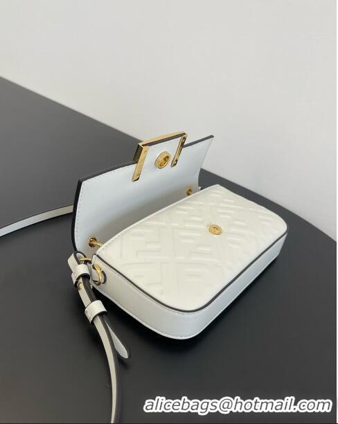 Good Taste Fendi Baguette Phone Bag in Calf Leather F1103 White 2024