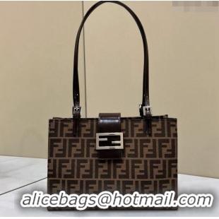 Affordable Price Fendi Baguette Mini Tote Bag in FF Fabric 8316S Brown 2024