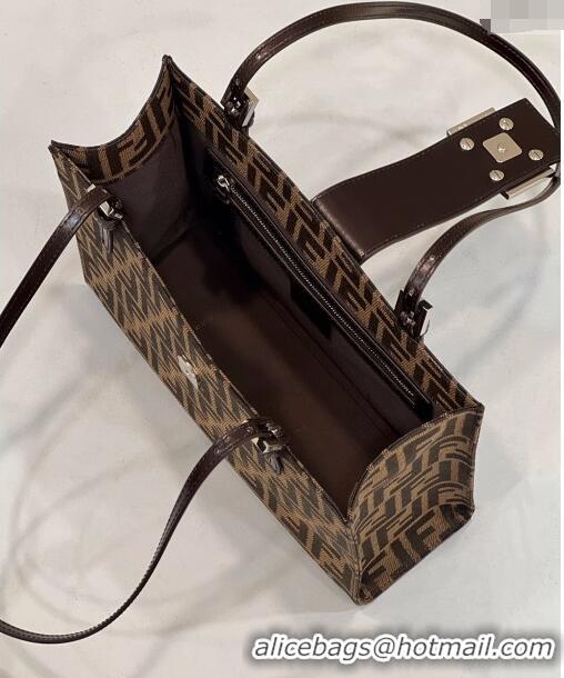 Affordable Price Fendi Baguette Mini Tote Bag in FF Fabric 8316S Brown 2024