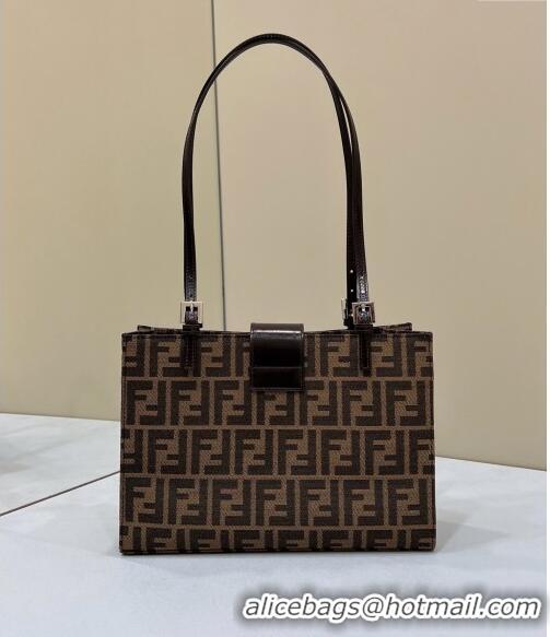 Affordable Price Fendi Baguette Mini Tote Bag in FF Fabric 8316S Brown 2024