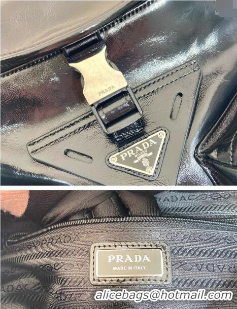 Buy Discount Prada Men's Oil Leather shoulder bag 2VD062 Black 2023