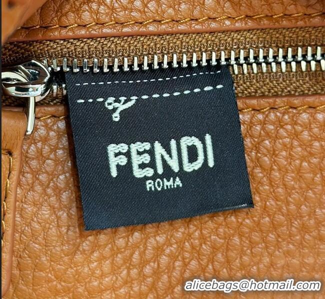 Good Product Fendi Peekaboo Mini Bag with Hand-sewn Topstitches 8615 Brown 2024 Top