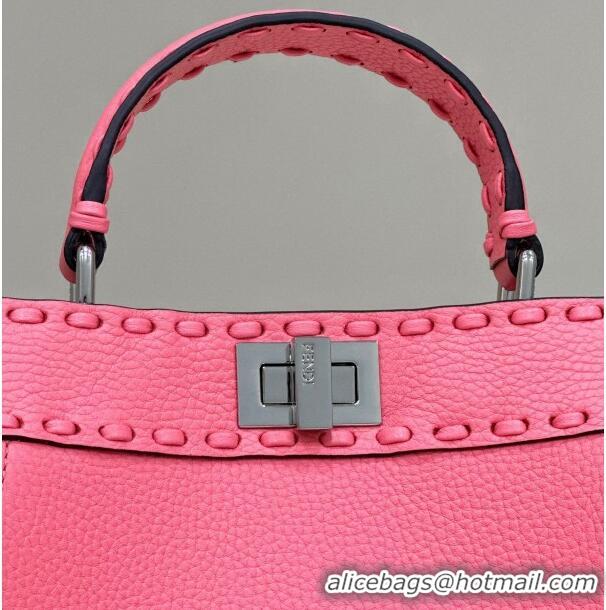 Grade Cheapest Fendi Peekaboo Mini Bag with Hand-sewn Topstitches 8615 Pink 2024 Top