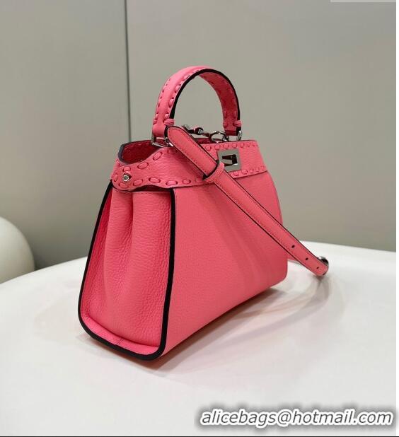 Grade Cheapest Fendi Peekaboo Mini Bag with Hand-sewn Topstitches 8615 Pink 2024 Top