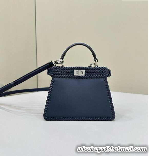 Best Price Fendi Peekaboo Mini Bag with Hand-sewn Topstitches 8615 Blue 2024 Top