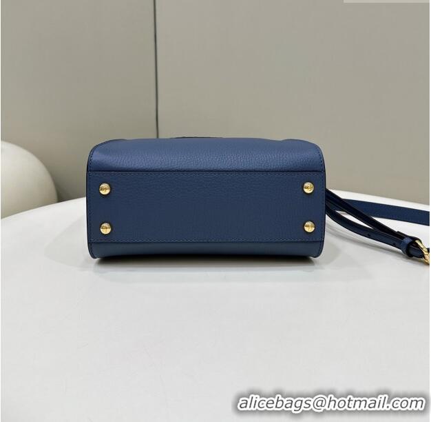 Best Price Fendi Peekaboo Mini Bag with Hand-sewn Topstitches 8615 Blue 2024 Top