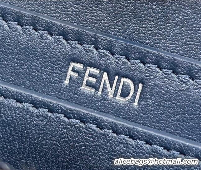 Top Quality Fendi Peekaboo ISeeU Petite Bag in Blue Interlaced Leather 80138S 2024 Top