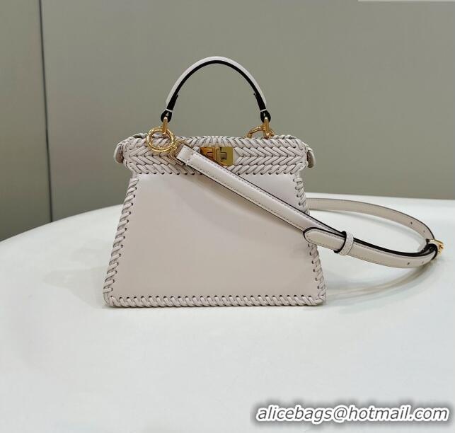 Top Design Fendi Peekaboo ISeeU Petite Bag in Interlaced Leather 80138S Beige 2024 Top