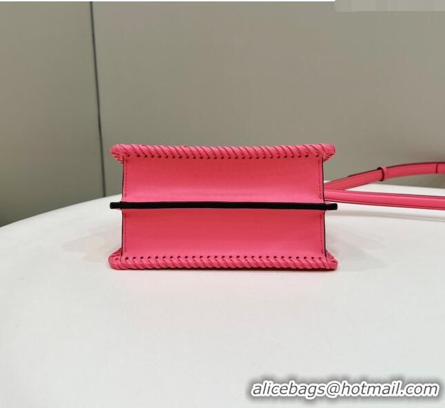 Top Quality Fendi Peekaboo ISeeU Petite Bag in Interlaced Leather 80138S Pink 2024 Top