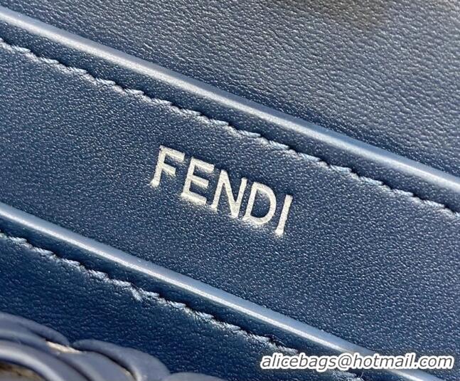 Well Crafted Fendi Peekaboo ISeeU Small Bag in Interlaced Leather 80138M Blue 2024 Top