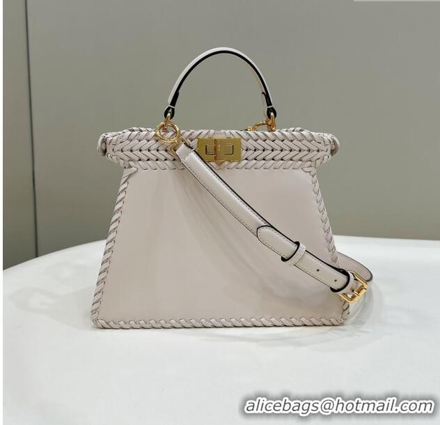 Grade Quality Fendi Peekaboo ISeeU Small Bag in Interlaced Leather 80138M Beige 2024 Top