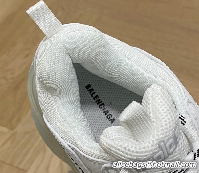 Good Quality Balenciaga Triple S Clear Sole Trainers Sneakers in Leather and Mesh White /Silver 223012