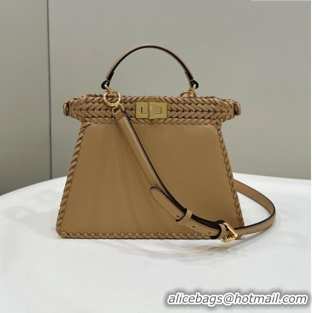 Well Crafted Fendi Peekaboo ISeeU Small Bag in Interlaced Leather 80138M Camel 2024 Top