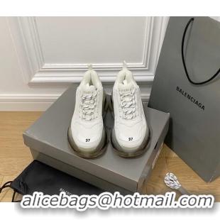 Purchase Balenciaga Triple S Clear Sole Trainers Sneakers in Leather and Mesh White/Black 223014