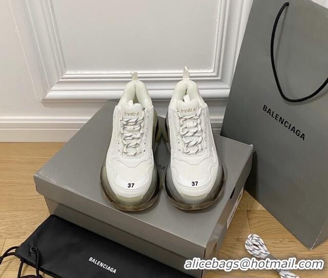 Purchase Balenciaga Triple S Clear Sole Trainers Sneakers in Leather and Mesh White/Black 223014