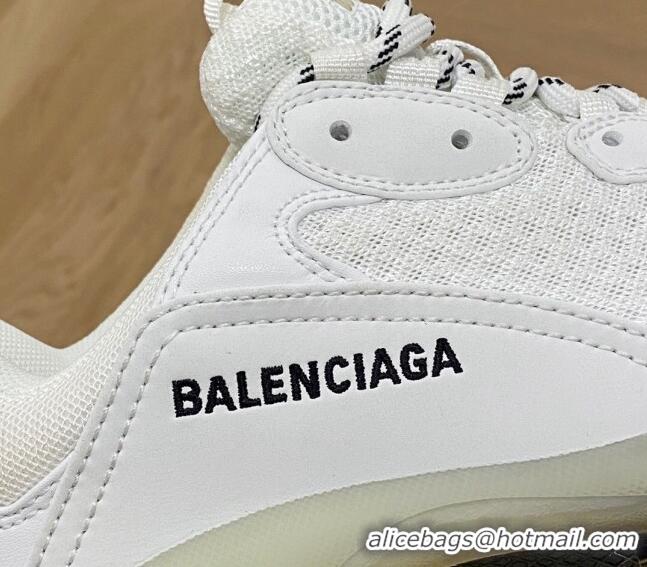 Purchase Balenciaga Triple S Clear Sole Trainers Sneakers in Leather and Mesh White/Black 223014