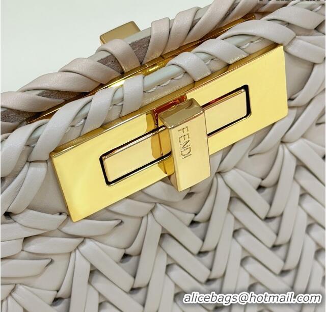 New Grade Fendi Peekaboo ISeeU Medium Bag in Interlaced Leather 80138L Beige 2024 Top