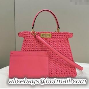 Reasonable Price Fendi Peekaboo ISeeU Medium Bag in Interlaced Leather 80138L Pink 2024 Top